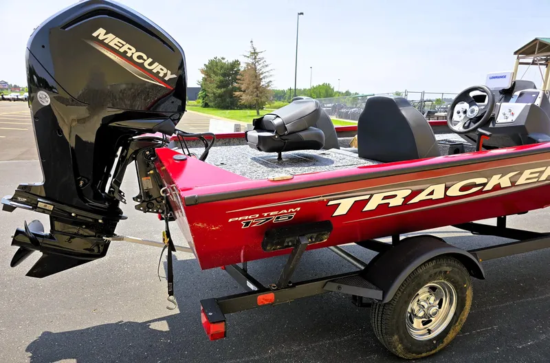 Slide: The Image of 2025 Tracker Pro Team 175 boat with Mercury engine on trailer. - 3