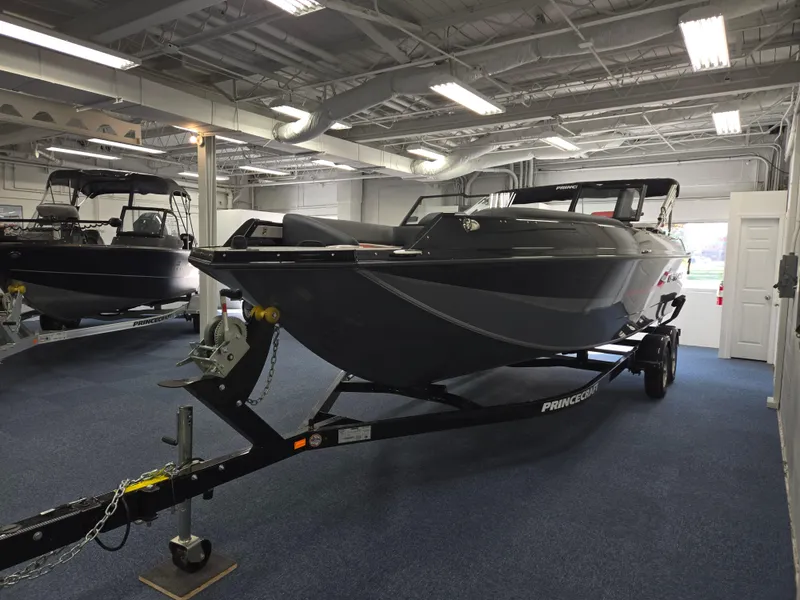 Slide: The Image of 2025 Princecraft Ventura 230 WRL boat on trailer in showroom. - 4