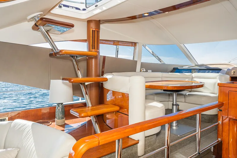 Slide: The Image of Luxurious interior of 2002 Fairline Squadron 58 yacht with elegant wood finishes. - 48