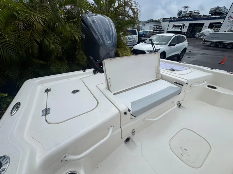 Slide: The Image of 2025 Skeeter SX 241 boat deck with seating and storage compartments. - 32