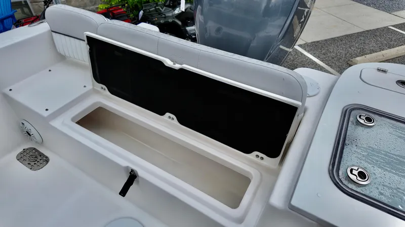 Slide: The Image of Open storage compartment on a 2020 Sea Fox 248 Commander boat. - 18