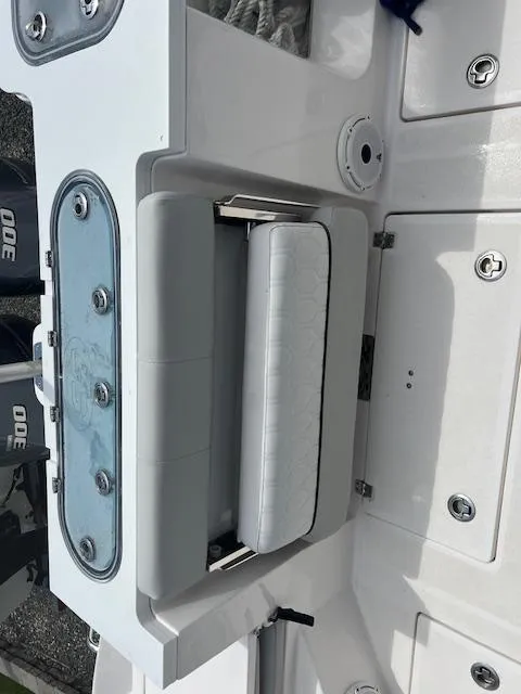 Slide: The Image of 2020 Sea Fox 288 Commander boat interior with seating and storage compartments. - 12