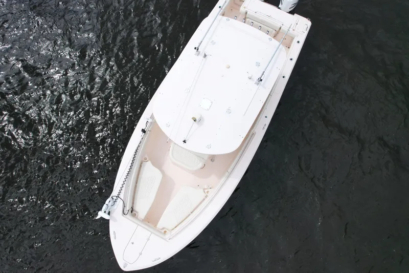 Slide: The Image of 2008 Grady-White Canyon 336 boat on dark water, aerial view. - 5