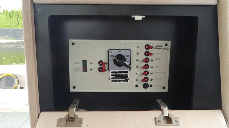 Slide: The Image of Control panel of a 1996 Bayliner 3488 Avanti Command Bridge boat. - 23