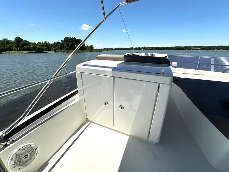 Slide: The Image of Prestige 500 yacht deck, 2017 model, cruising on a sunny day with clear skies. - 26