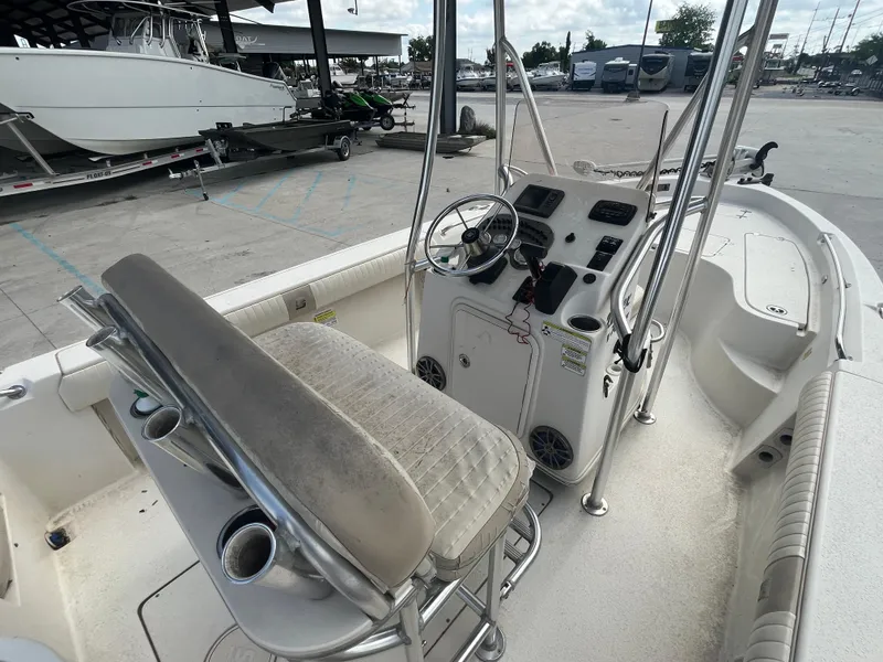 Slide: The Image of 2015 Sea Chaser 210 LX Bay Runner boat interior with console and seating. - 10