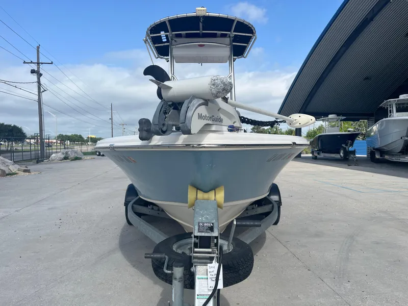 Slide: The Image of 2015 Sea Chaser 210 LX Bay Runner boat on trailer, front view. - 4