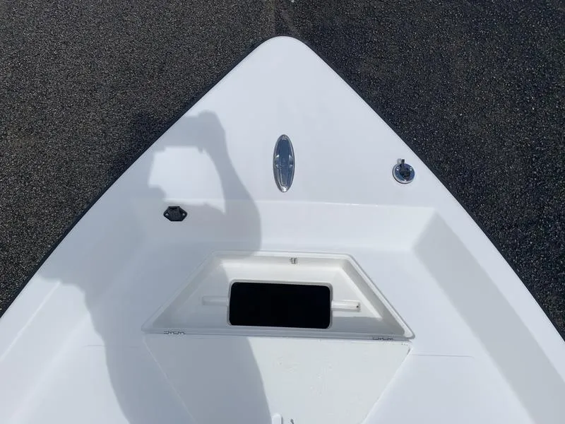 Slide: The Image of Bow of 2009 Sea King 198 Bay boat with shadow and hatch. - 19