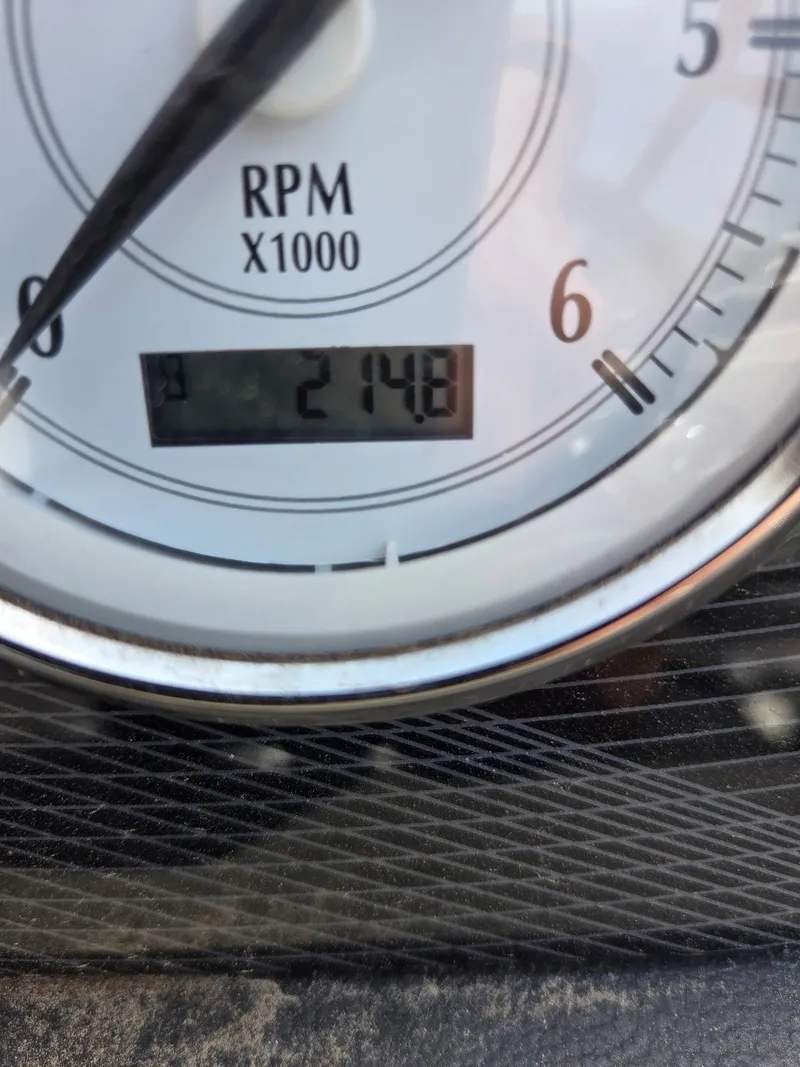 Slide: The Image of Close-up of a 2017 Regal 1900 ES Bowrider tachometer showing 2148 RPM. - 9