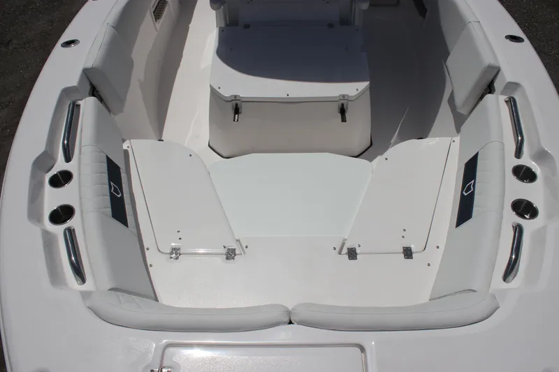 Slide: The Image of 2025 Sea Fox 268 Commander boat interior with seating and storage compartments. - 20