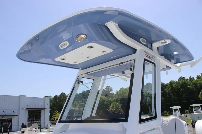 Slide: The Image of 2025 Sea Fox 268 Commander boat with sleek blue T-top and modern design. - 37