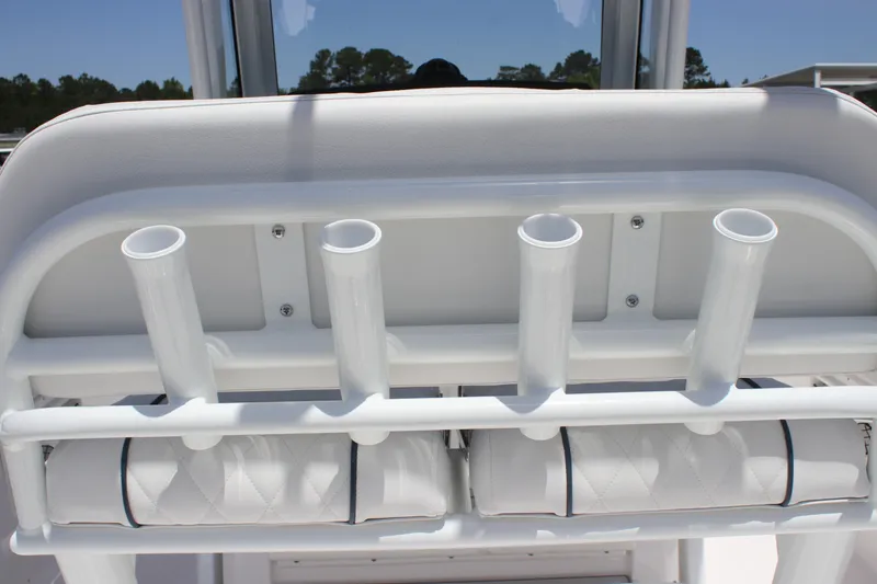 Slide: The Image of 2025 Sea Fox 268 Commander boat rod holders and seating detail. - 41