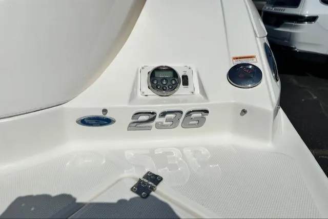 Slide: The Image of 2007 Chaparral SSX 236 boat dashboard with control panel and model number. - 7