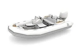 Slide: The Image of 2019 Zodiac Yachtline 400 inflatable boat, white with seating and console. - 4