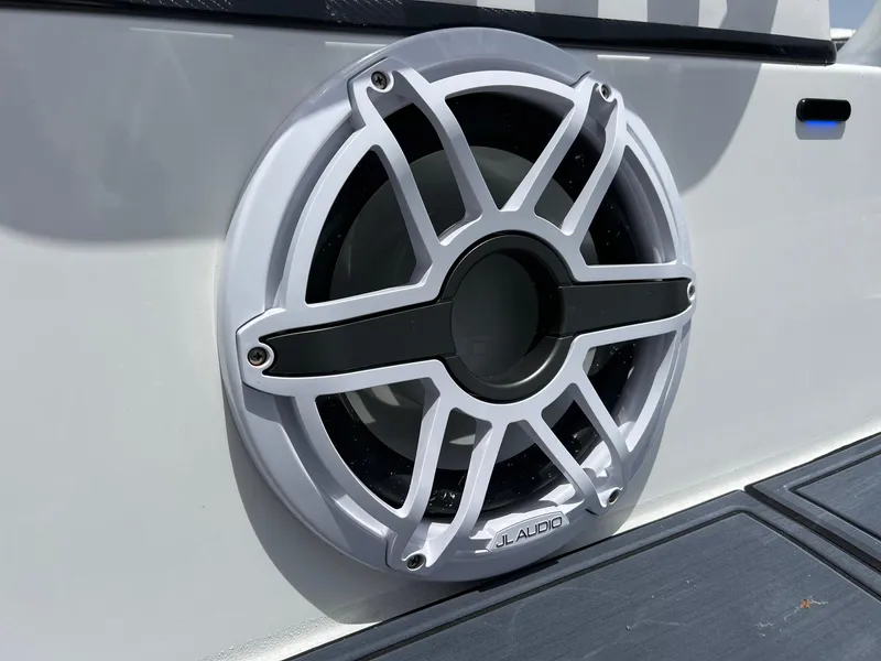 Slide: The Image of 2024 Shallow Sport 25 X3 boat with JL Audio speaker detail. - 22