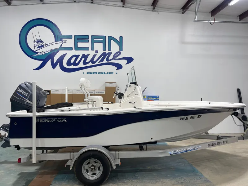 Slide: The Image of 2012 Sea Fox 180XT boat on trailer at Ocean Marine Group showroom. - 25