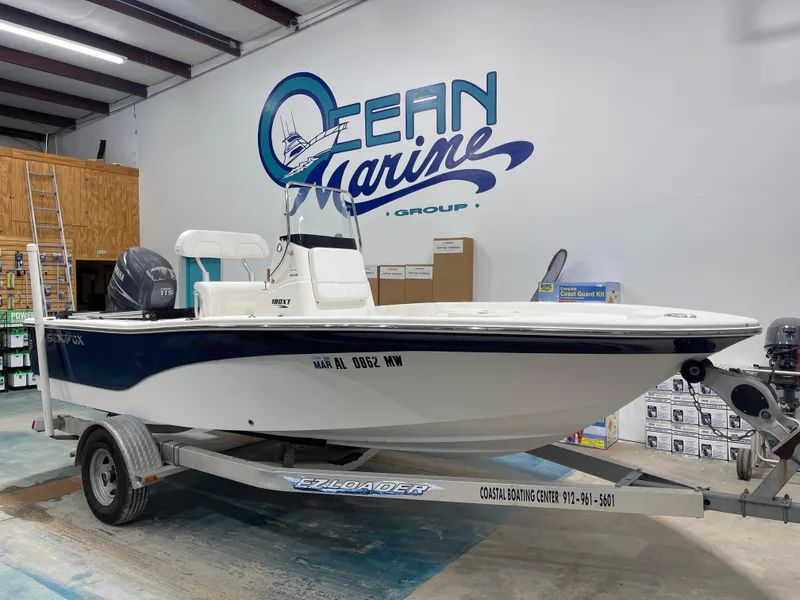 Slide: The Image of 2012 Sea Fox 180XT boat on trailer at Ocean Marine Group showroom. - 3