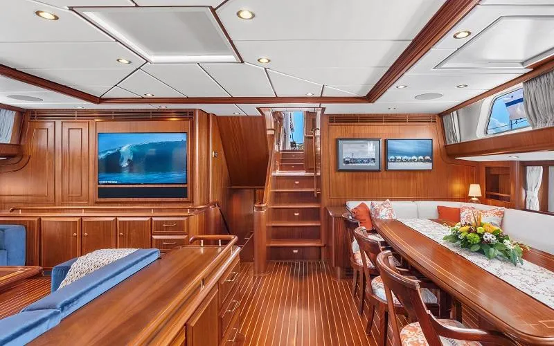 Slide: The Image of Luxurious 2002 Jongert Ketch yacht interior with elegant wood finish and modern amenities. - 8