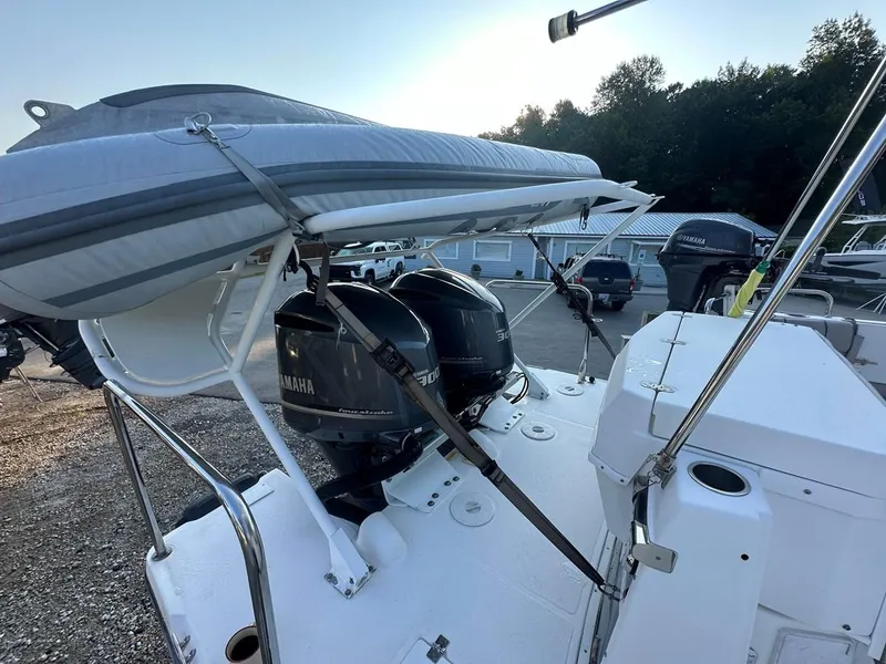 Slide: The Image of 2020 Cutwater C-32 CB boat with Yamaha outboard engines and mounted inflatable dinghy. - 7
