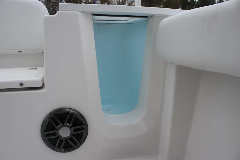 Slide: The Image of 2025 Sea Fox 228 Commander boat livewell and speaker detail. - 11