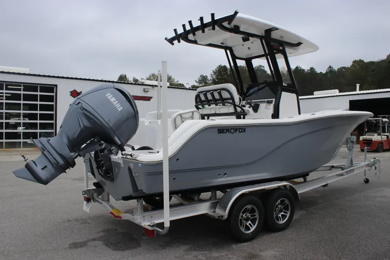Slide: The Image of 2025 Sea Fox 228 Commander boat on trailer with Yamaha outboard motor. - 4