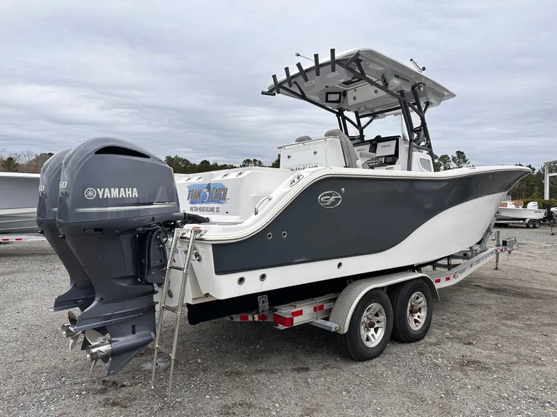 Slide: The Image of 2021 Sea Fox 288 Commander boat on trailer with Yamaha outboard motor. - 6