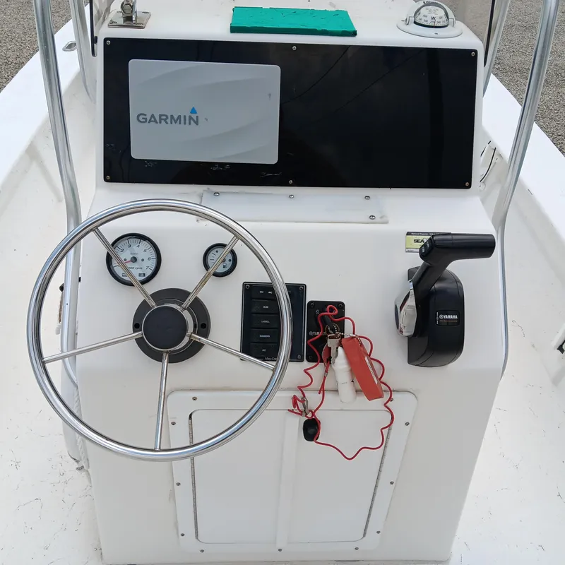 Slide: The Image of Control panel of 2020 May-Craft 19 Cape Classic boat with Garmin navigation system. - 10