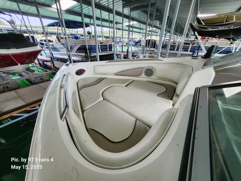Slide: The Image of 2008 Caravelle 206LS Bow Rider interior at marina, May 2025. - 9