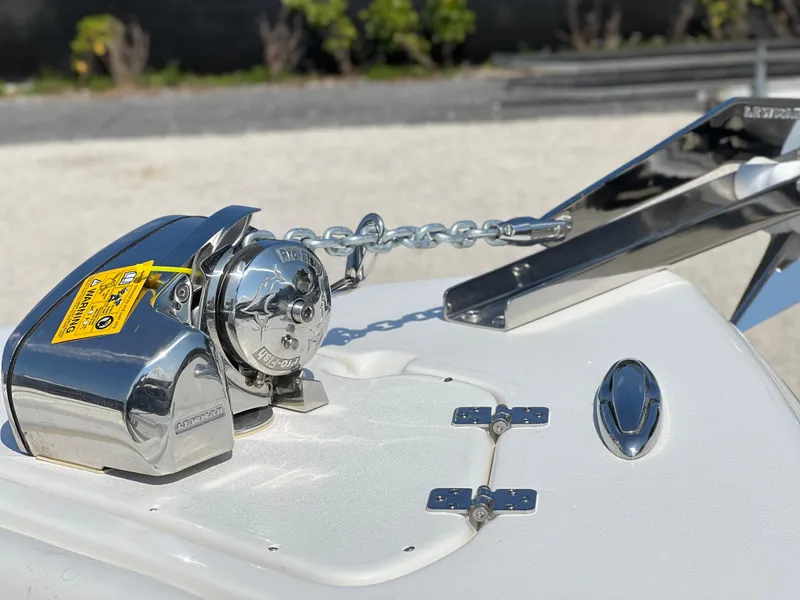 Slide: The Image of 2025 Key West 239FSR boat anchor system with stainless steel chain and winch. - 15