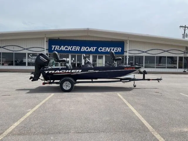 Slide: The Image of 2020 Tracker Pro 170 boat on trailer outside Tracker Boat Center. - 8