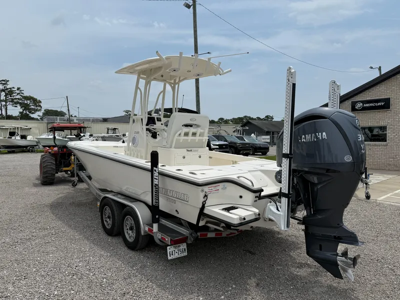 Slide: The Image of 2023 Pathfinder 2500 Hybrid boat on trailer with Yamaha outboard motor. - 3