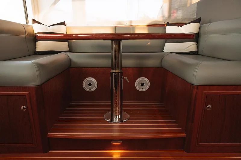 Slide: The Image of Luxurious interior of 2022 Composite Yacht CY46 with elegant wood and leather seating. - 16