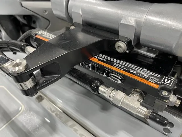 Slide: The Image of Close-up of 2022 Valhalla Boatworks V 37 engine component with hydraulic system details. - 18