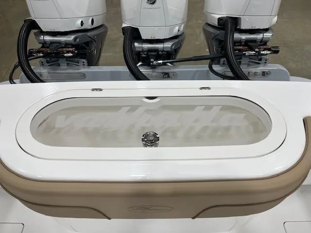 Slide: The Image of 2022 Valhalla Boatworks V 37 with triple outboard engines and livewell. - 21