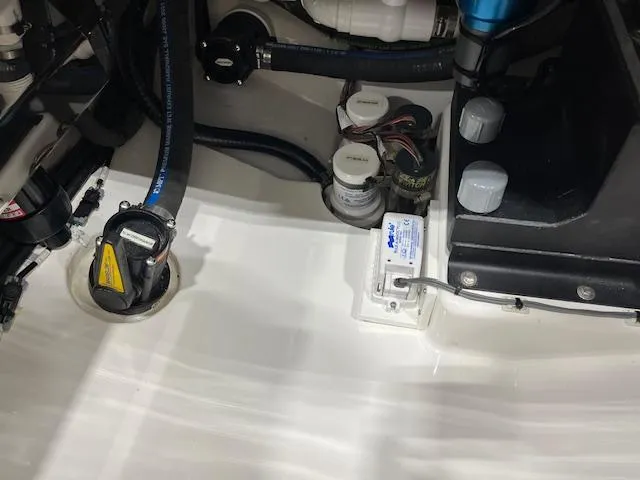 Slide: The Image of Engine compartment of 2022 Valhalla Boatworks V 37, showcasing wiring and components. - 22