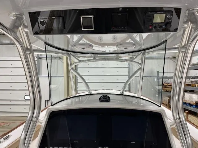 Slide: The Image of 2022 Valhalla Boatworks V 37 helm with advanced navigation controls and sleek design. - 29