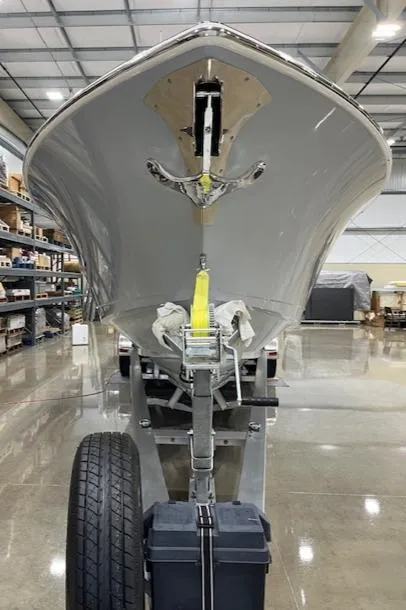 Slide: The Image of 2022 Valhalla Boatworks V 37 on trailer in warehouse setting. - 40