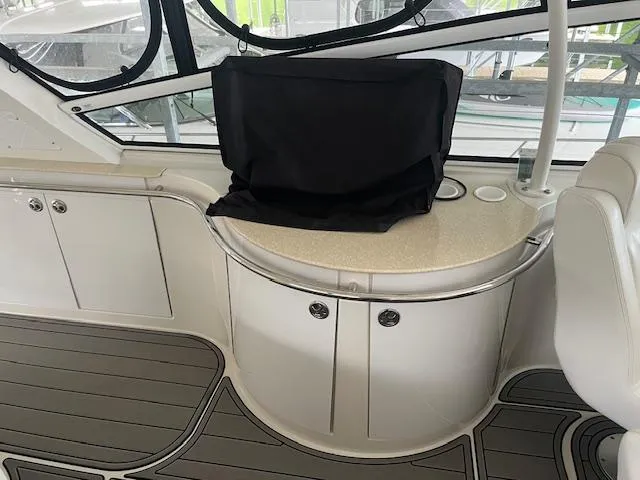 Slide: The Image of 2005 Carver 46 Motor Yacht interior with sleek cabinetry and modern design. - 39