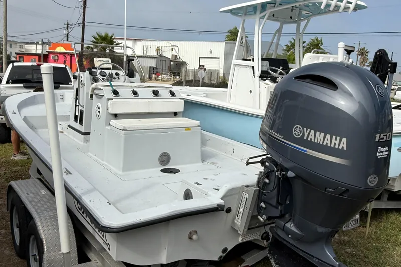 Slide: The Image of 2000 Gulf Coast 20 boat with Yamaha 150 outboard motor on trailer. - 2