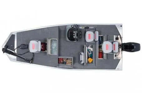 Slide: The Image of 2013 Tracker Pro 170 boat interior, top view showing seating and storage layout. - 10