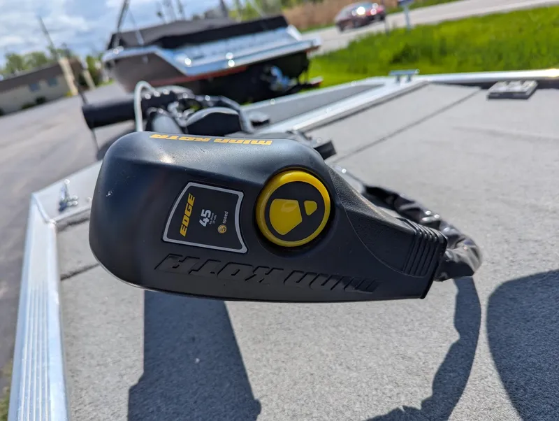 Slide: The Image of Close-up of Minn Kota Edge trolling motor on 2013 Tracker Pro 170 boat. - 4