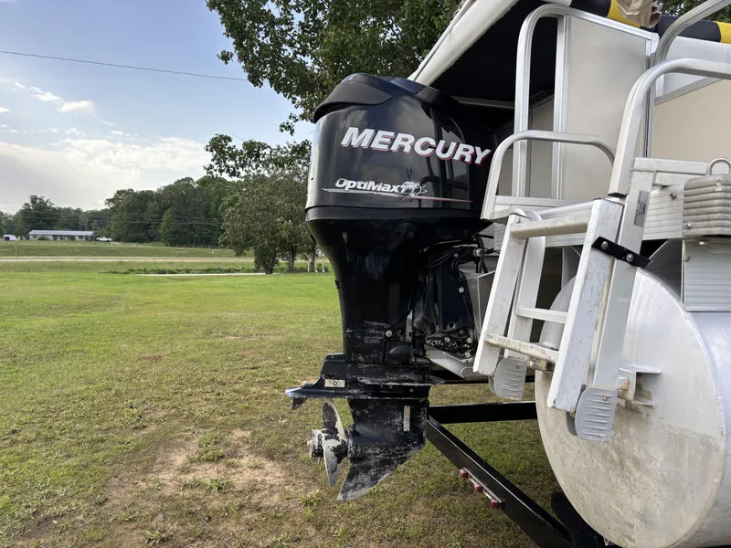 Slide: The Image of Triton 220 Gold 2007 boat with Mercury OptiMax engine on grassy field. - 8