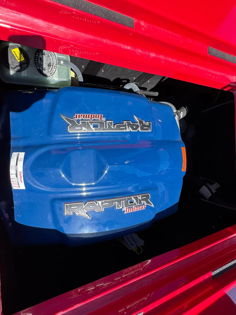 Slide: The Image of 2022 Moomba Makai boat engine, Raptor Indmar, in red compartment. - 26
