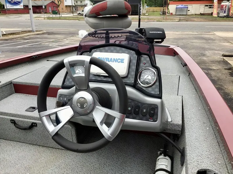 Slide: The Image of 2020 G3 1710 SPORTSMAN boat dashboard with steering wheel and control panel. - 19