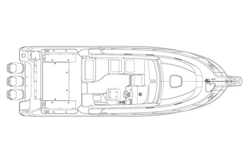 Slide: The Image of Top view schematic of 2015 Boston Whaler 345 Conquest boat layout. - 47