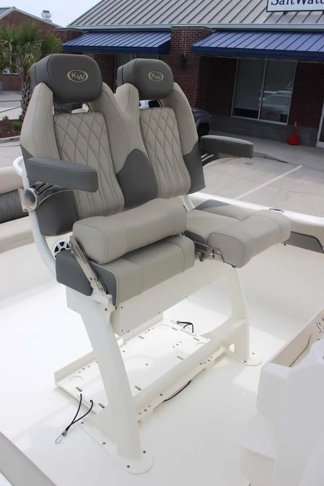 Slide: The Image of 2025 Key West 239 FSR boat seats with armrests and diamond stitching. - 14