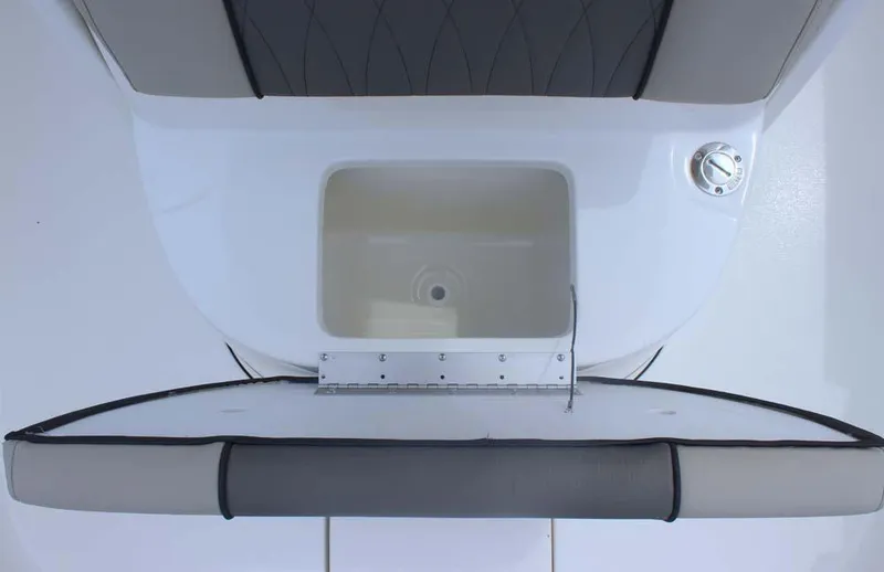 Slide: The Image of 2025 Key West 239 FSR boat seat with storage compartment, top view. - 24