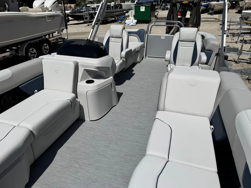 Slide: The Image of 2025 Godfrey Sweetwater 2086 SB pontoon boat with spacious seating and modern design. - 8
