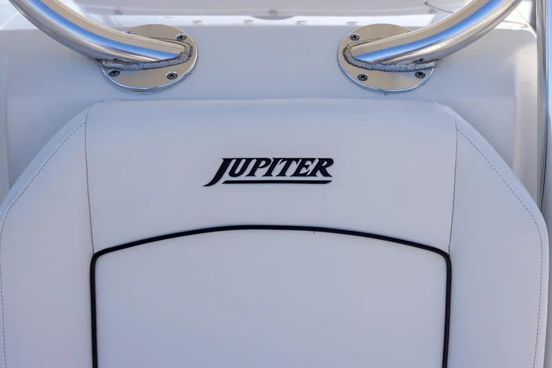 Slide: The Image of 2018 Jupiter 26 FS boat seat with logo and stainless steel fittings. - 44