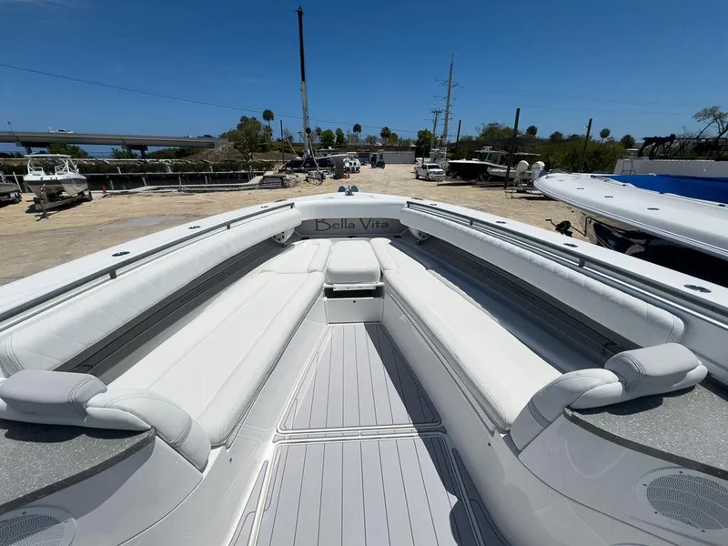 Slide: The Image of 2019 HCB 53 Sueños boat with spacious seating and sleek design. - 22